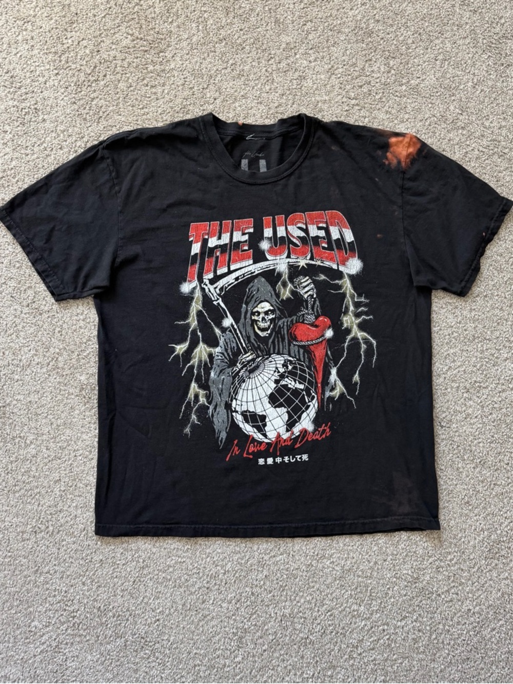 The Used Graphic T Shirt Distressed Bleached Band Tee Mens XL